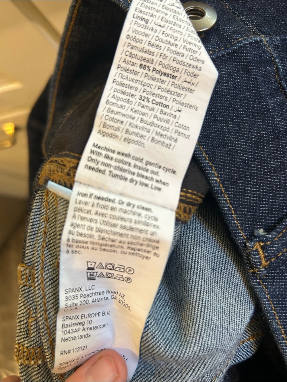 SPANX EveryWear Pull-On Flare Jeans Tall XL Dark Indigo Raw Tummy Control 21266T - Picture 10 of 11